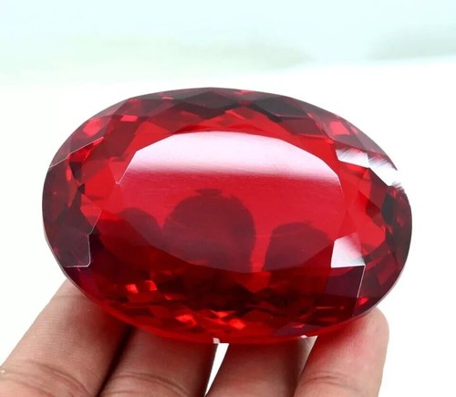 GIE Certificato Naturale 500 Ct Colore Rosso Brasiliano Topazio Ovale Pietra Preziosa Sciolta A+ - Foto 5 di 6