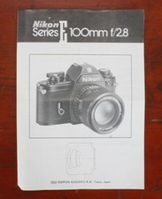 NIKON 100MM, F2.8 SERIES E INSTRUCTION SHEET/175561
