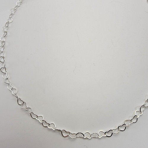 Delicate Heart Link Chain Necklace - Sterling Silver - Outline Open, 18" - Picture 4 of 4