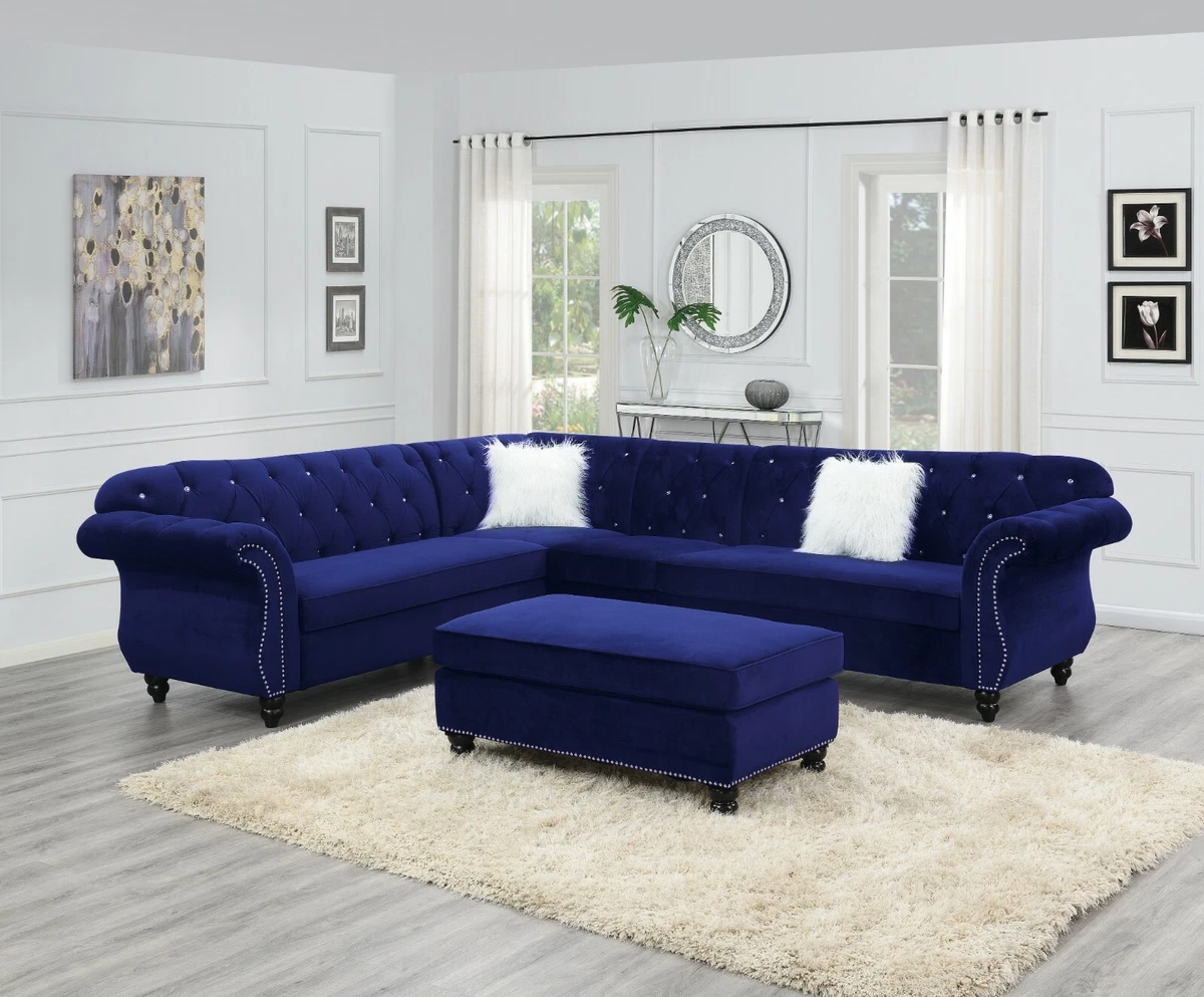 Royal blue tufted sectional outlet
