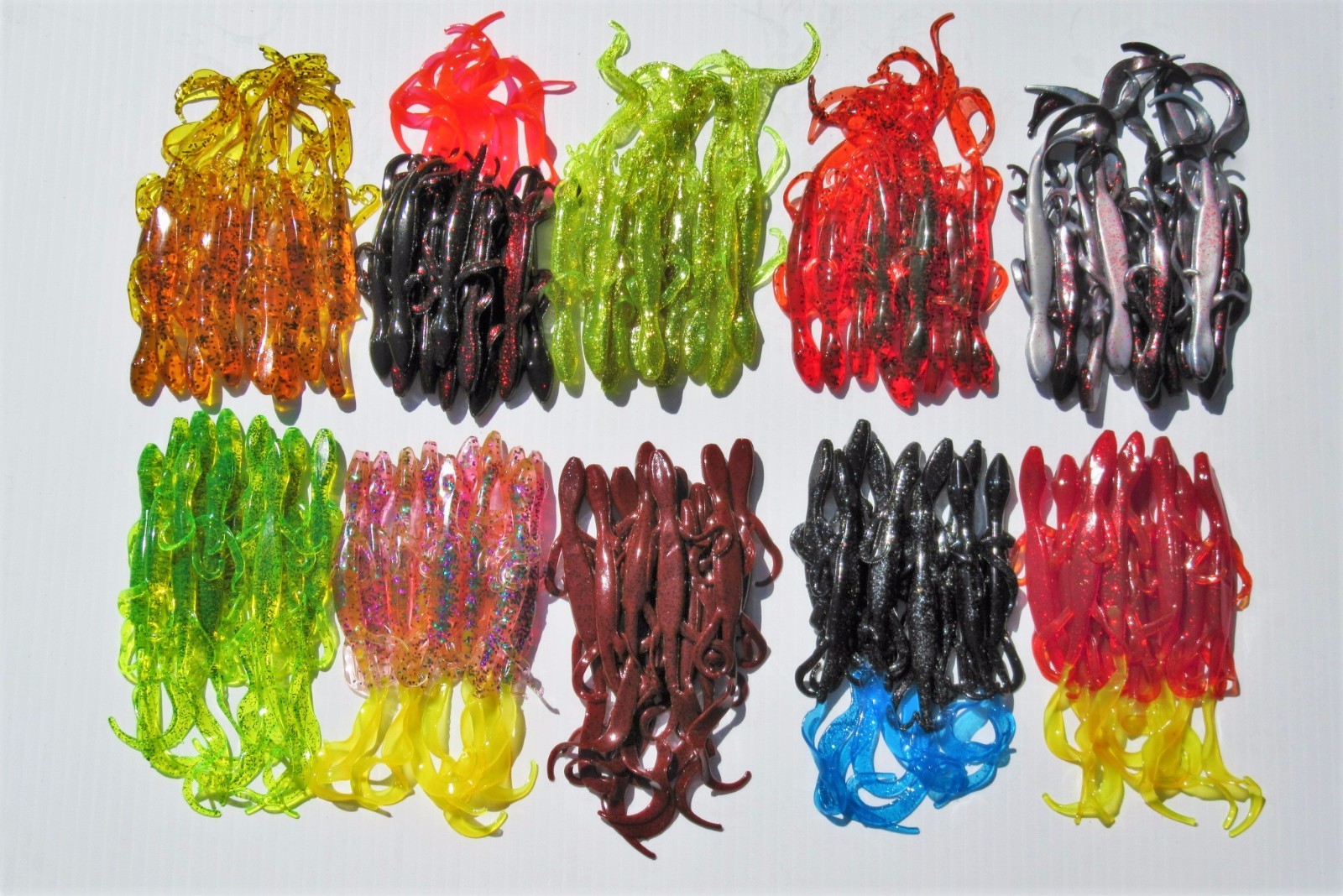100 6" Plastic Lizards 10 Different Colors Bass Fishing Lures