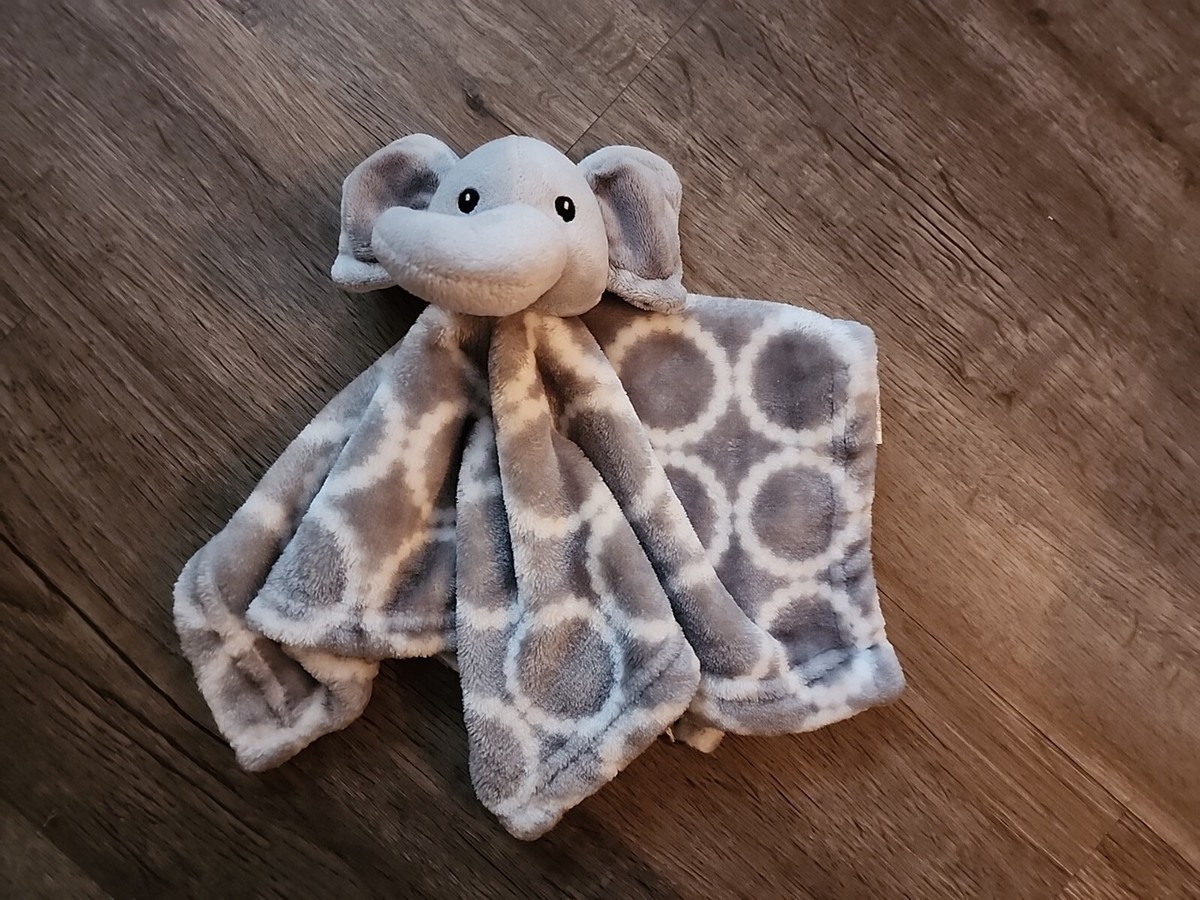 HB Hudson Baby Elephant Gray White Circles Lovey Security Blanket