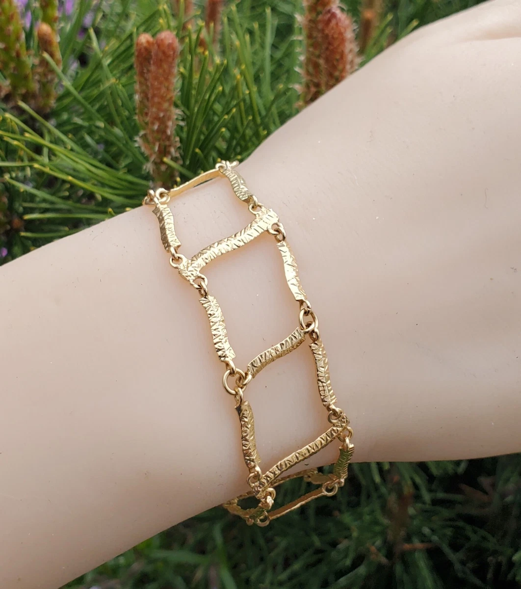 Tous Bracelet Ladder textured Link Square Bars Flexible 18k Yellow