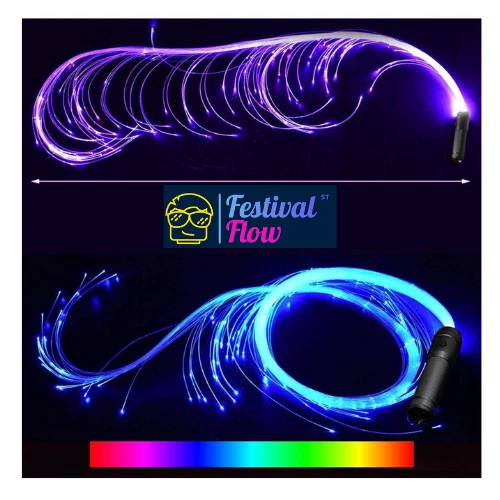 Festival Whip Toy LED Fiber Optic swivel Bright light up Monocolor - Picture 2 of 5
