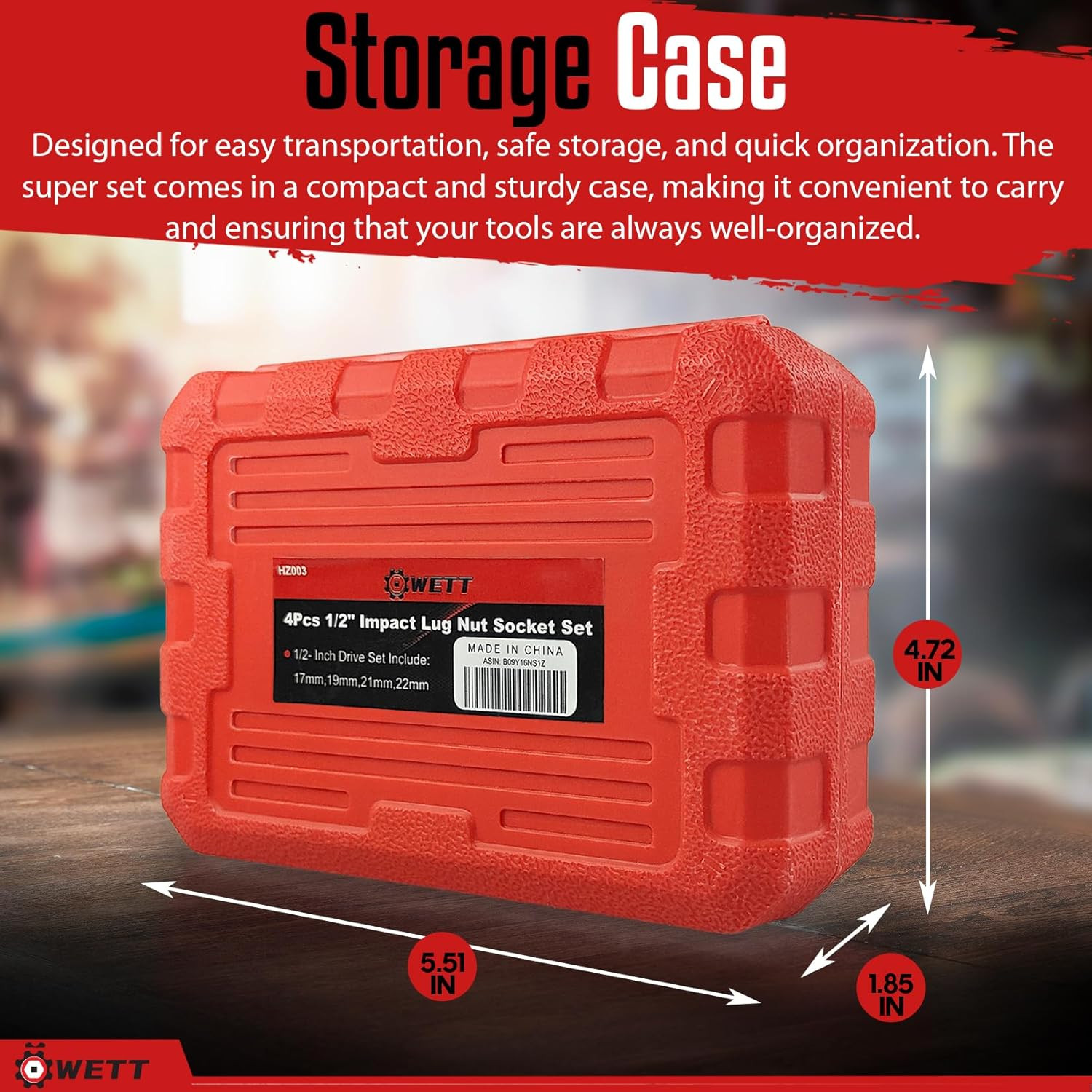 4Pcs 1/2 Inch Lug Nut Socket Set, Wheel Protector Thin Wall Deep Impact Socket, 