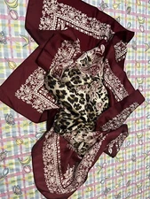 Adrienne Landau Studio Square Silk Scarf Animal Print Floral Paisley - “ x “