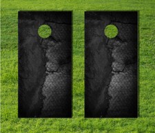 Diamond Plate Grunge Metal Grey Cornhole Board Game Decal Wrap Laminated Bag USA