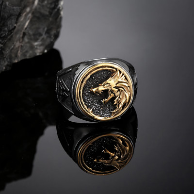 Fenrir Wolf Kopf Ring Edelstahl Viking Fenrir Siegelring Unisex Rocker Schmuck