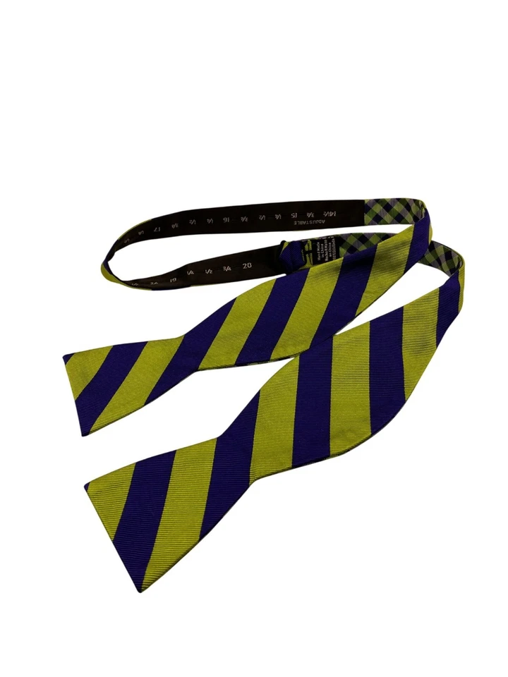 Reversible Verde Azul Autoatado Lazo Ajustable Seda Día de San Patricio Check Rayas Foto 2 de 4