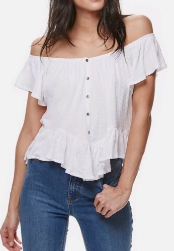 Free People Mint Julep White Women's  peplum Sz SMALL NEW #CB4