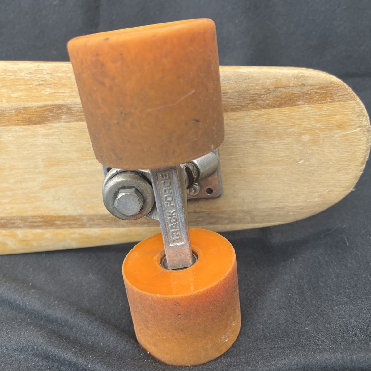 Vintage 1970's PRO CLASS Kicktail Wood Skateboard w Track Force