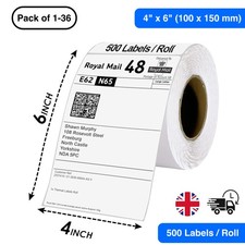 4"x6" Direct Thermal Labels 100x150mm for Zebra Toshiba Citizen 500 Per Roll