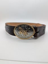 3D Belt Children's Leather Floral Dark Brown Belt D4202