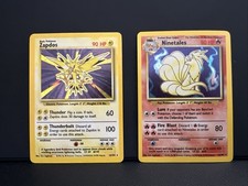 Pokemon Zapdos Ninetales Base Set 16/102 12/102 WOTC Vintage MP Lot