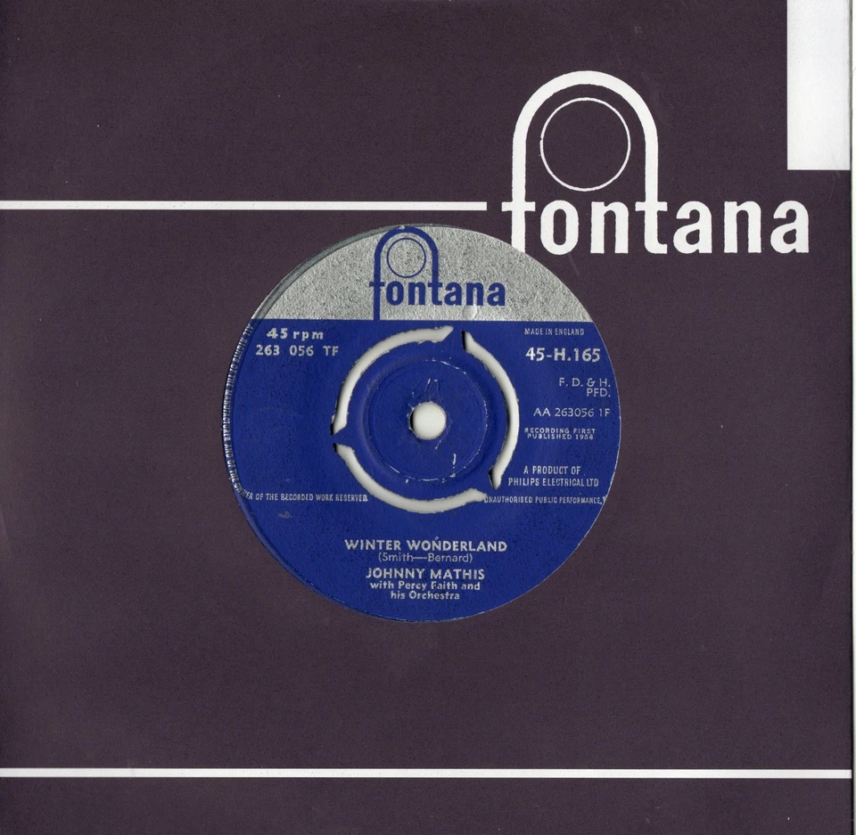 JOHNNY MATHIS CHRISTMAS 45 - SLEIGH RIDE - WINTER WONDERLAND - EX+ CONDITION - Image 2 of 3