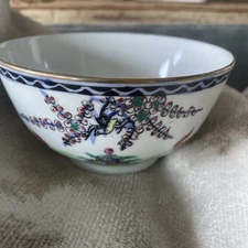 Rooster Bowl And Plate Handpainted In Hong Kong Vintage Rice Bowl 4.5”