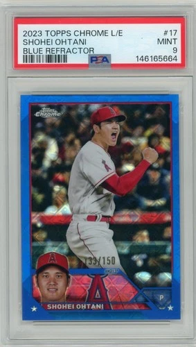 2023 Topps Chrome Logofractor - Shohei Ohtani #17 Blue Refractor /150 PSA 9