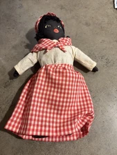 Vintage Folk Art Americana Cloth Doll 11” Handmade