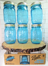 6 tarros de pinta vintage Perfect Mason 1913-1915 100 años herencia americana con tapas