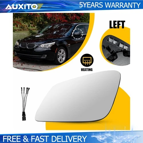 Driver Left Side Mirror Glass 4Pin Heated Fit for 2010-2016 BMW 528 535 550 D