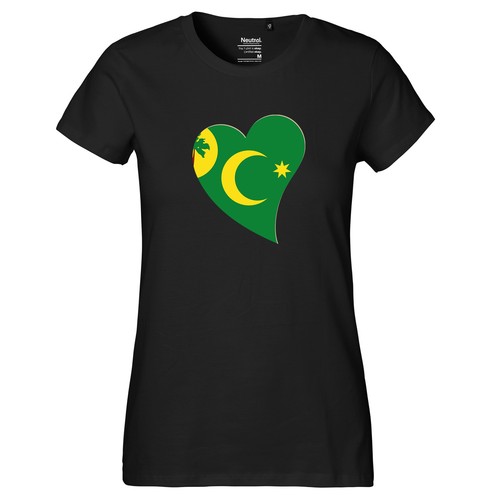Damen T-Shirt Kokosinseln Flagge Herz Geschenkidee Kokosinseln Geschenk Präsent  - Bild 2 von 21