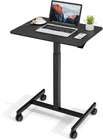Adjustable Height Rolling Standing Desk, Lockable Wheels, Compact Black Design