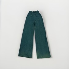 Vintage 70s High Waisted Green Wide Leg Pants Dark Green Stretchy Adjustable XS