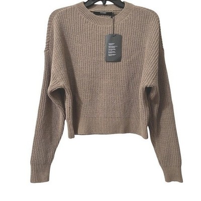 Vero Moda Sadie Ribbed O-Neck Cropped Sweater Brown Taupe XS NEW 10253096