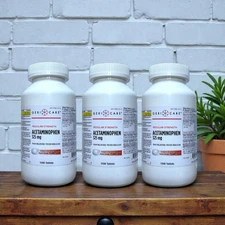 3x Gericare Acetaminophen 325mg Pain Relief Non Aspirin Regular Strength 1000ct