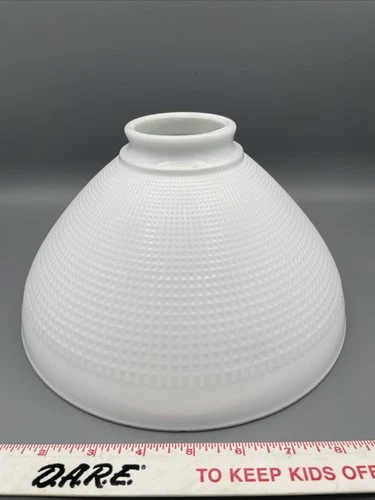 Vtg Milk Glass Lamp Shade Torchiere Waffle 10" Opening 2.75" Fitter Corning