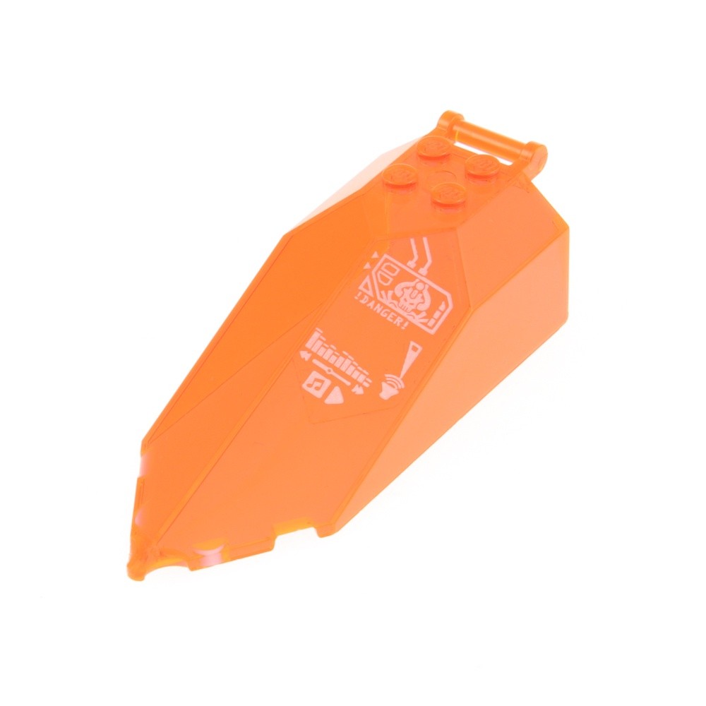 1x LEGO Windshield 10x4x2 Pointed Transparent Neon Orange Danger 27165pb02