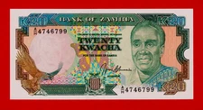 Twenty 20 Kwacha 1989-1991 Zambia UNC Note (Pick-32b) World Paper Money Currency