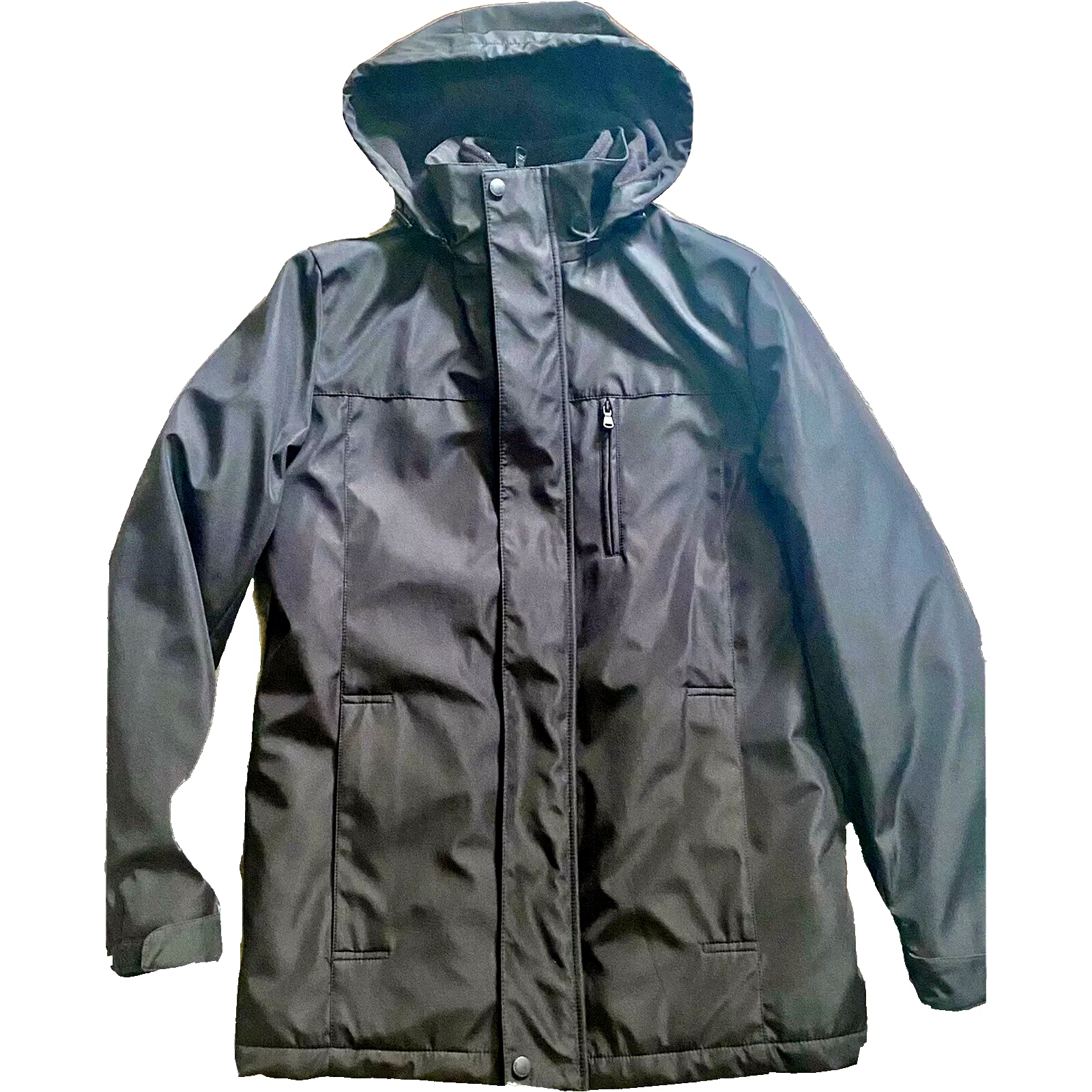 CALVIN KLEIN Mens XS Warm Black Coat Jacket Zip Hoodie Fleece Lined