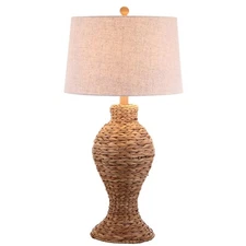 JYL1015A 31" Tall Coastal Table Lamp, Natural Woven Water Hyacinth Boho Accen...