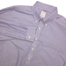 Brooks Brothers Dress Shirt Mens 17 34/35 Blue Stripe Regular Non Iron Supima