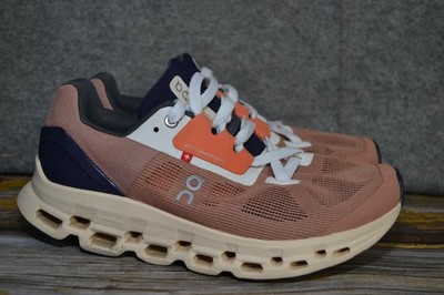 On Cloudstratus Running Shoes Womens 8.5 Cork Fawn Pink Orange Navy CloudTec