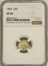 1852 Silver Three Cent Piece NGC VF35