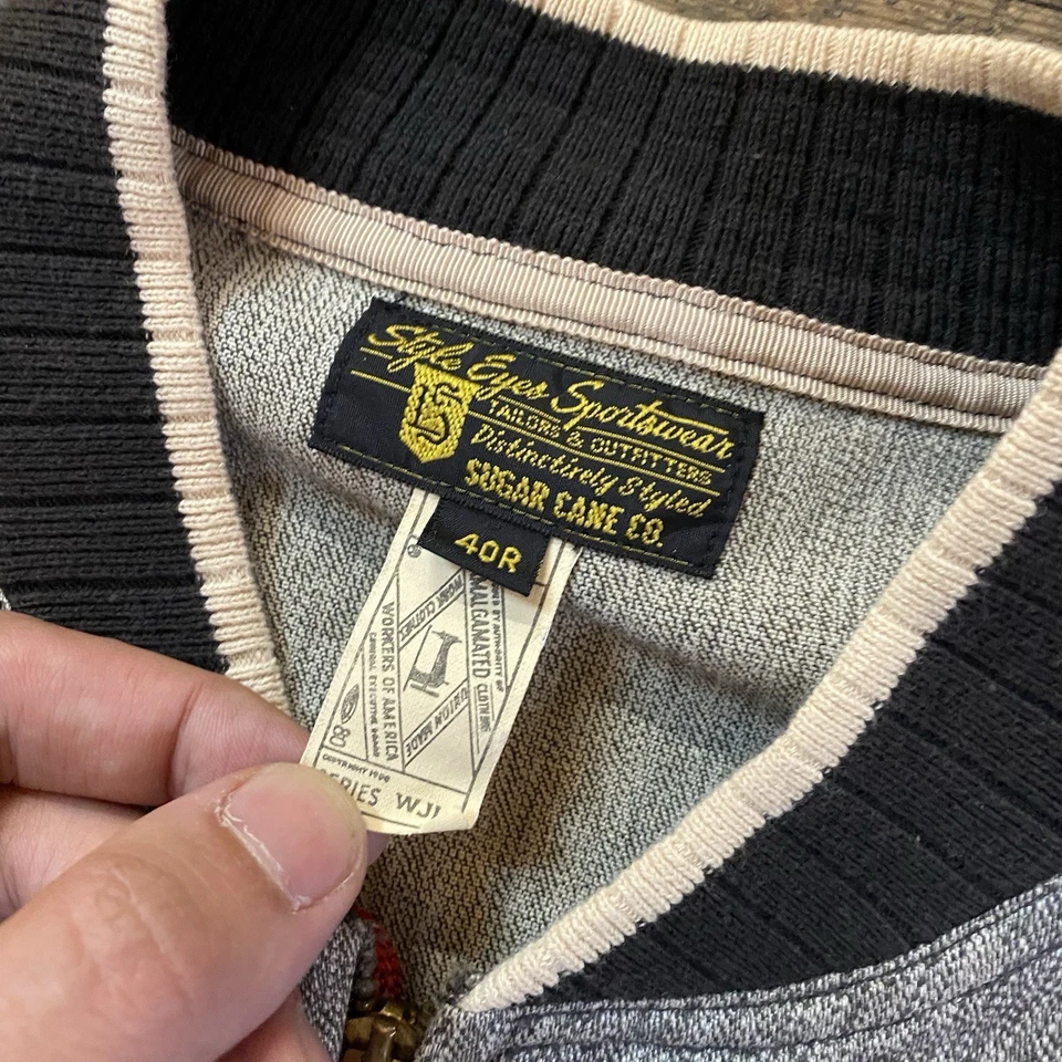 Chaqueta de bombardero cosida con cadena de sal y pimienta de caña de azúcar reproducción de la década de 1960 Foto 4 de 4