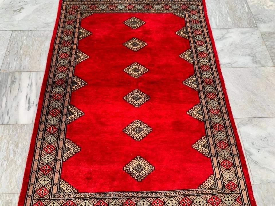 3x5 ft Vintage Afghan Rug Handmade Colorful Rug Oushak Rug Geometric Wool Rug - Image 2 of 4