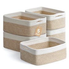 5 Pack Small Woven Storage Baskets for Shelves, Cotton Rope Baskets Organizer...