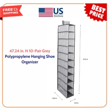 47.24 in Hanging Shoe Organizer for Closet Holds 10 Pairs Grey Polypropylene Fab