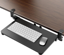Under-Desk Keyboard Tray with Adjustable C-Clamp, 20x11.8 Inch, Black