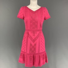 VALENTINO Pink Lace Size 8 Cotton Nylon Short Sleeve Dress