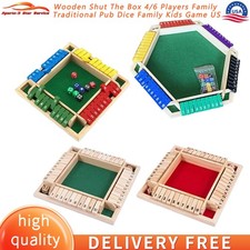 Wooden Shut The Box Dice Game  4/6 Players Traditional Family Pub Game