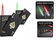 2 Pack Jet Torch Lighter Ace Card Lighter Green Flame Refillable Butane Lighter