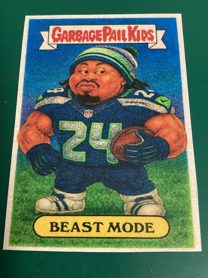 MARSHAWN LYNCH ~ Beast Mode ~ Seattle Seahawks ~ GARBAGE PAIL KIDS - Image 2 of 4