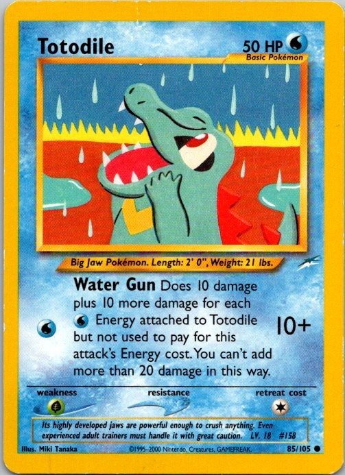 Totodile 85/105 Common Neo Destiny Pokemon Unlimited Moderately Played
