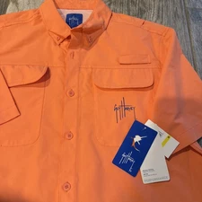 Guy Harvey Shirt Mens Large Orange Short Sleeve Fishing Outdoor Performance NWT