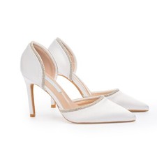 Rhinestone Bridal Heels 10cm   Bling Satin Stiletto Wedding Shoes Crystals