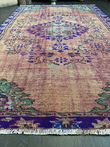 Large Turkish Rug / Purple Vintage Rug / Turkey Area Rug / 5.2x8.2 Ft / Large Ou - Picture 4 of 5